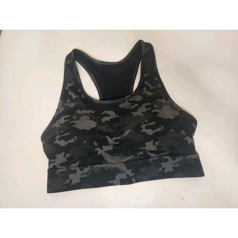 Fabletics Black Camoflauge Sports Bra Padded Womens Size‎ XS